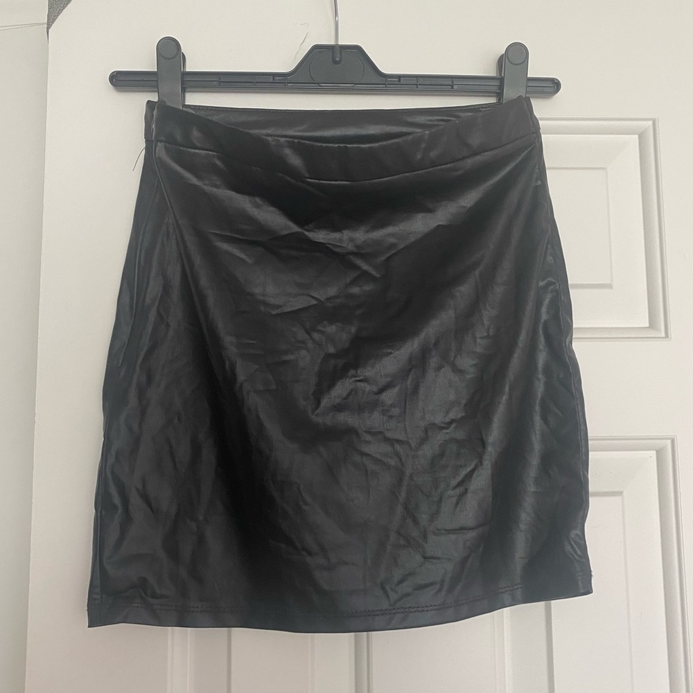 Faux Leather Black Mini Skirt